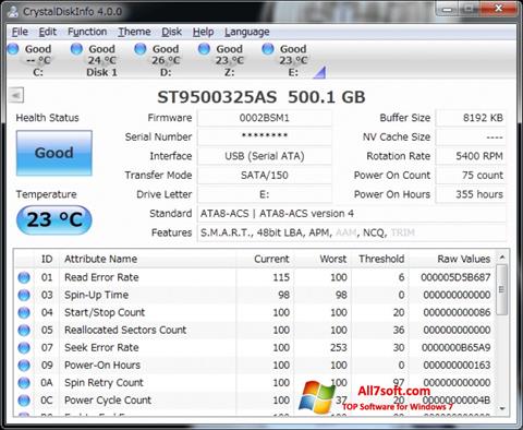 Screenshot CrystalDiskInfo per Windows 7