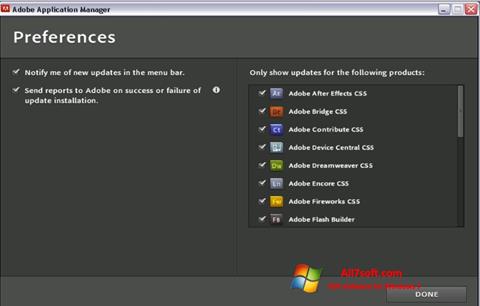 Screenshot Adobe Application Manager per Windows 7
