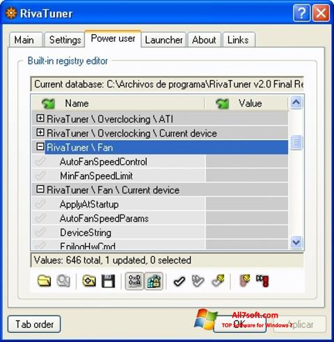 Screenshot RivaTuner per Windows 7