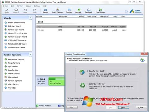 Screenshot AOMEI Partition Assistant per Windows 7