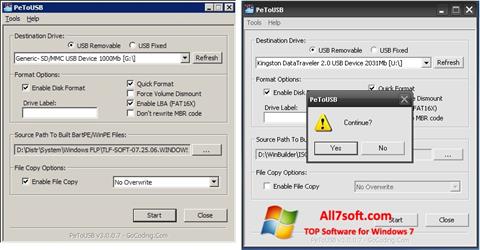 Screenshot PeToUSB per Windows 7
