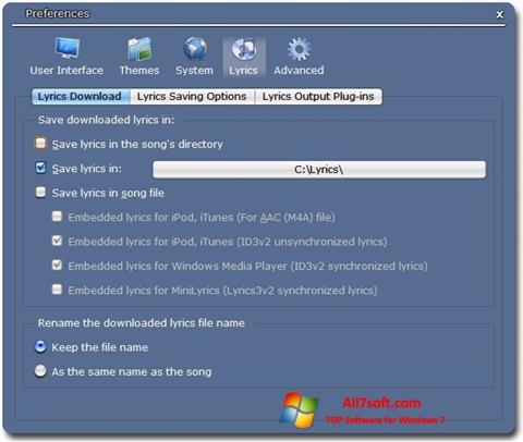 Screenshot Minilyrics per Windows 7