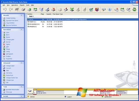 Screenshot Acronis Disk Director Suite per Windows 7