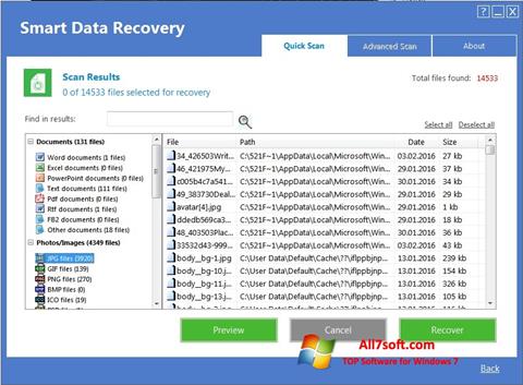 Screenshot Smart Data Recovery per Windows 7