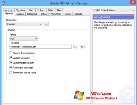 Screenshot BullZip PDF Printer per Windows 7