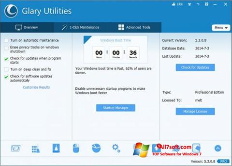 Screenshot Glary Utilities Pro per Windows 7