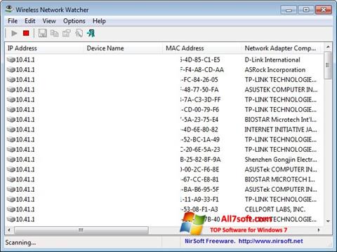 Screenshot Wireless Network Watcher per Windows 7