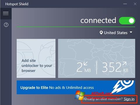 Screenshot Hotspot Shield per Windows 7