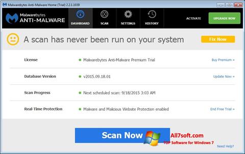 Screenshot Malwarebytes Anti-Malware per Windows 7