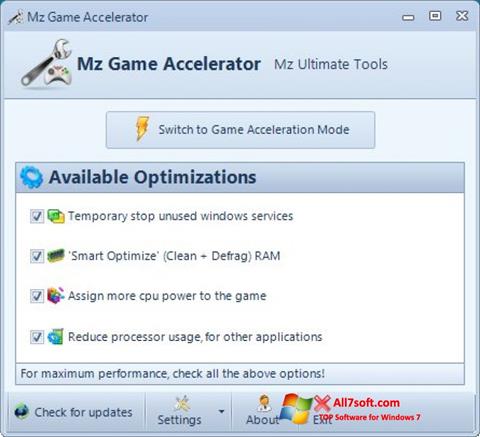 Screenshot Mz Game Accelerator per Windows 7