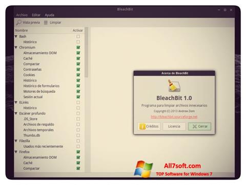 Screenshot BleachBit per Windows 7