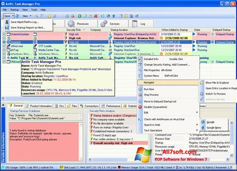 Screenshot AnVir Task Manager per Windows 7