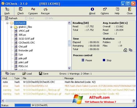 Screenshot CDCheck per Windows 7
