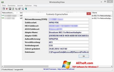 Screenshot WirelessKeyView per Windows 7