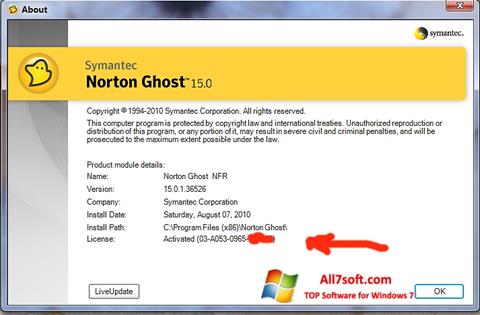 Screenshot Norton Ghost per Windows 7