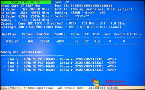 Screenshot MemTest per Windows 7