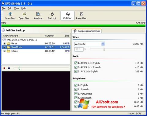 Screenshot DVD Shrink per Windows 7