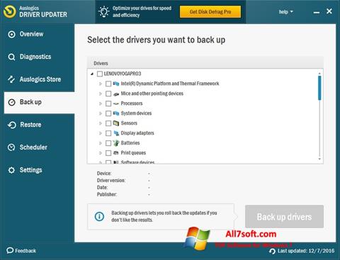 Screenshot Auslogics Driver Updater per Windows 7