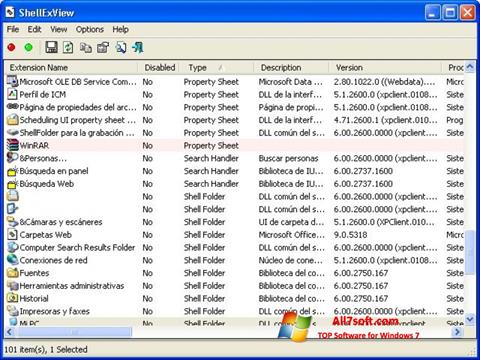 Screenshot ShellExView per Windows 7