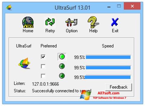 Screenshot UltraSurf per Windows 7