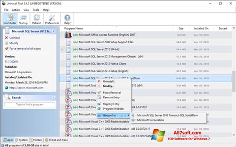 Screenshot Uninstall Tool per Windows 7