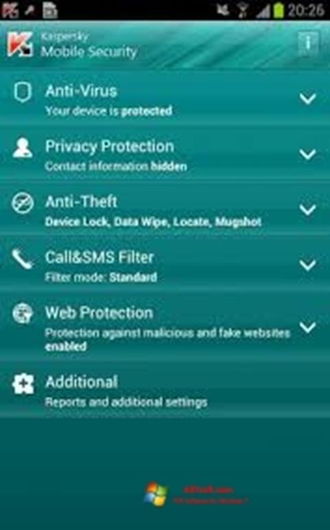 Screenshot Kaspersky Mobile Security per Windows 7