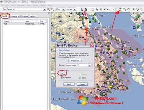 Screenshot MapSource per Windows 7
