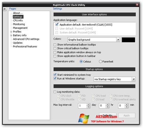 Screenshot RMClock per Windows 7