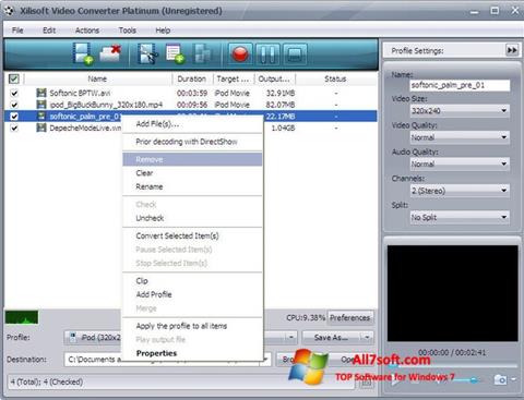 Screenshot Xilisoft Video Converter per Windows 7
