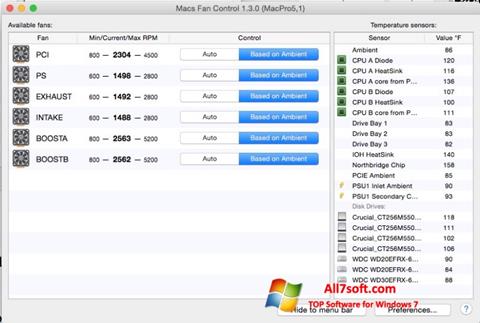 Screenshot Macs Fan Control per Windows 7
