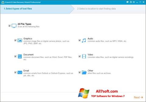 Screenshot EaseUS Data Recovery Wizard per Windows 7