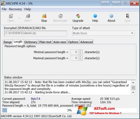 Screenshot Advanced Archive Password Recovery per Windows 7